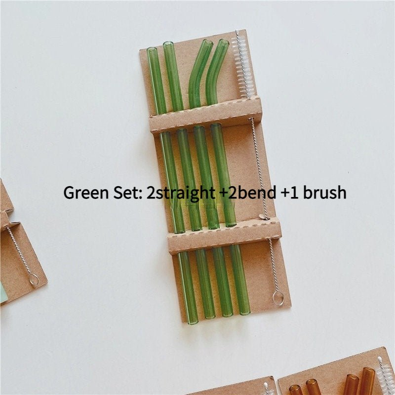 5PC Colorful Glass Reusable Straws