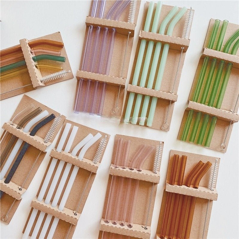 5PC Colorful Glass Reusable Straws