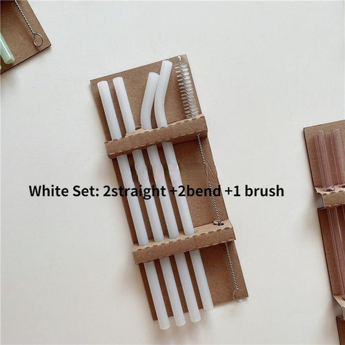 5PC Colorful Glass Reusable Straws