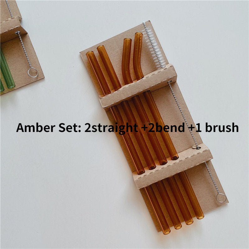 5PC Colorful Glass Reusable Straws