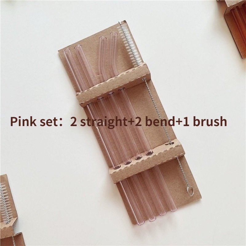 5PC Colorful Glass Reusable Straws