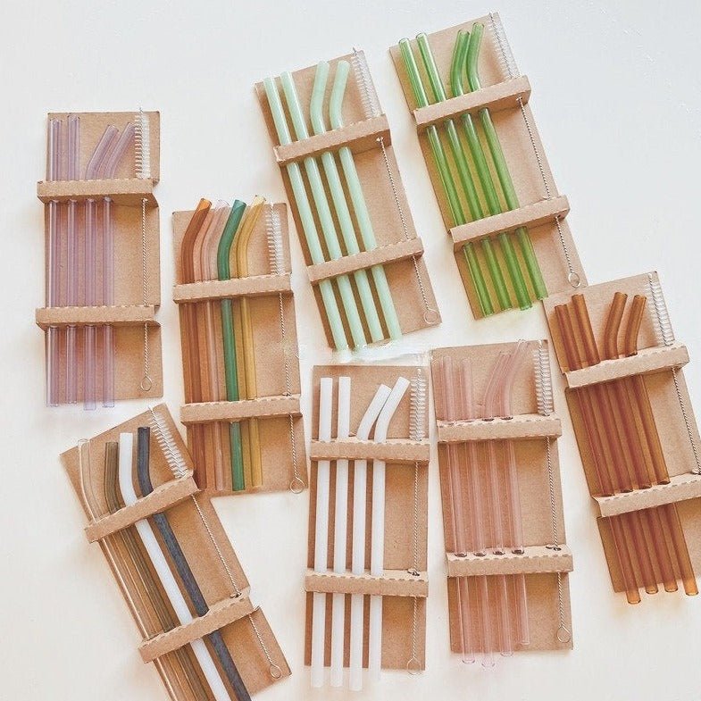 5PC Colorful Glass Reusable Straws