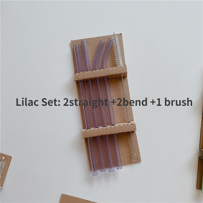 5PC Colorful Glass Reusable Straws