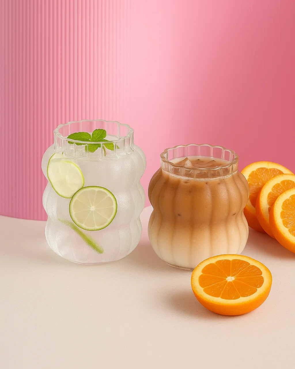 Glass Coffee Cup with Straw