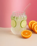 Glass Coffee Cup with Straw