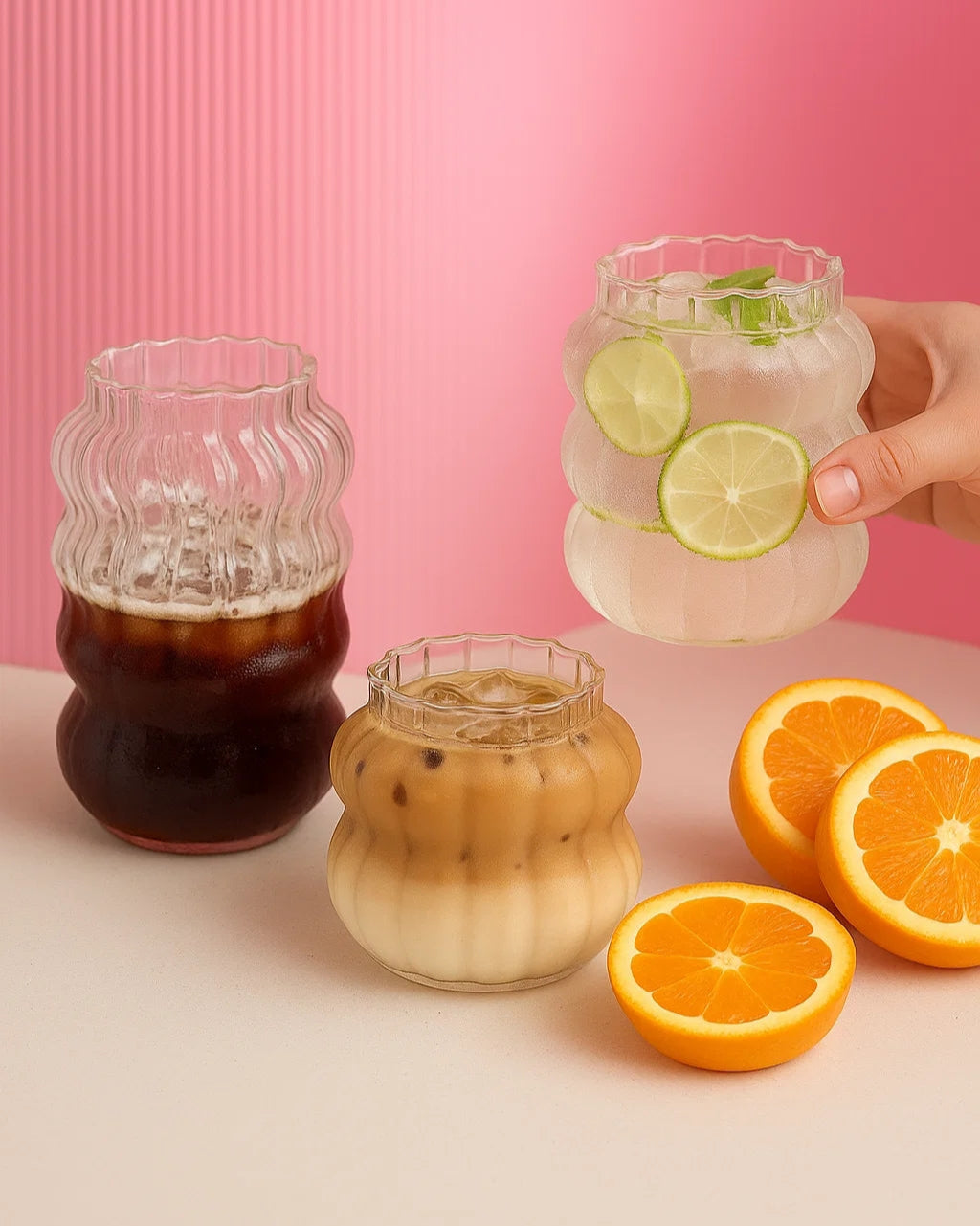 Glass Coffee Cup with Straw