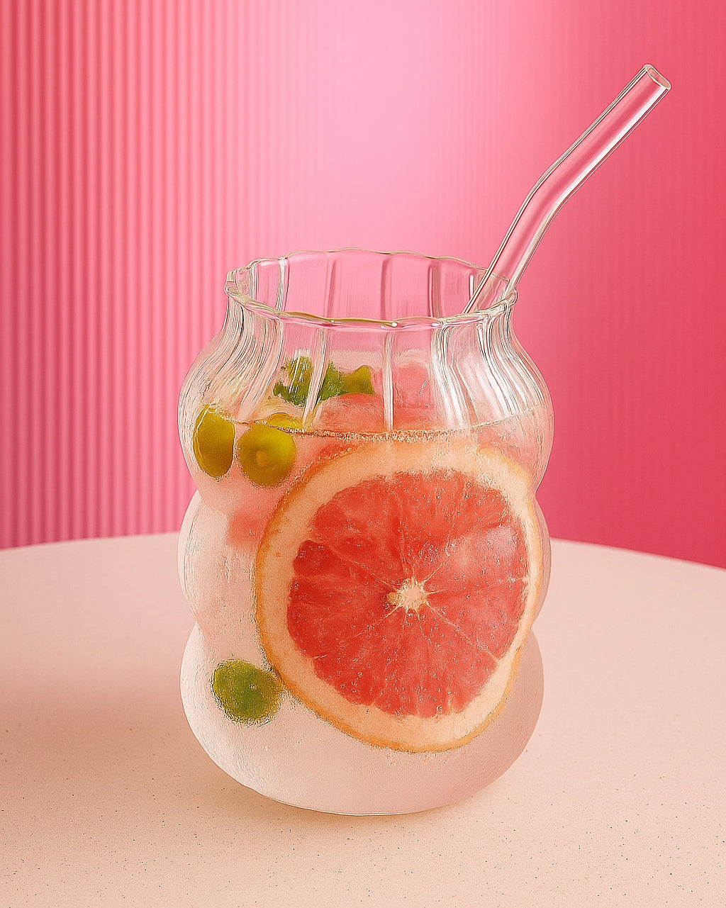 Glass Coffee Cup with Straw